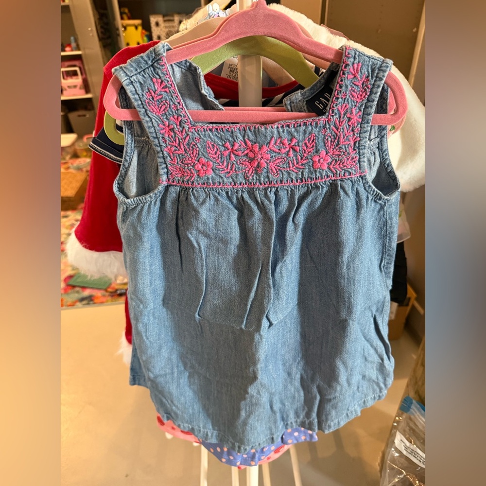 GAP Denim Tank Top with Pink Trim